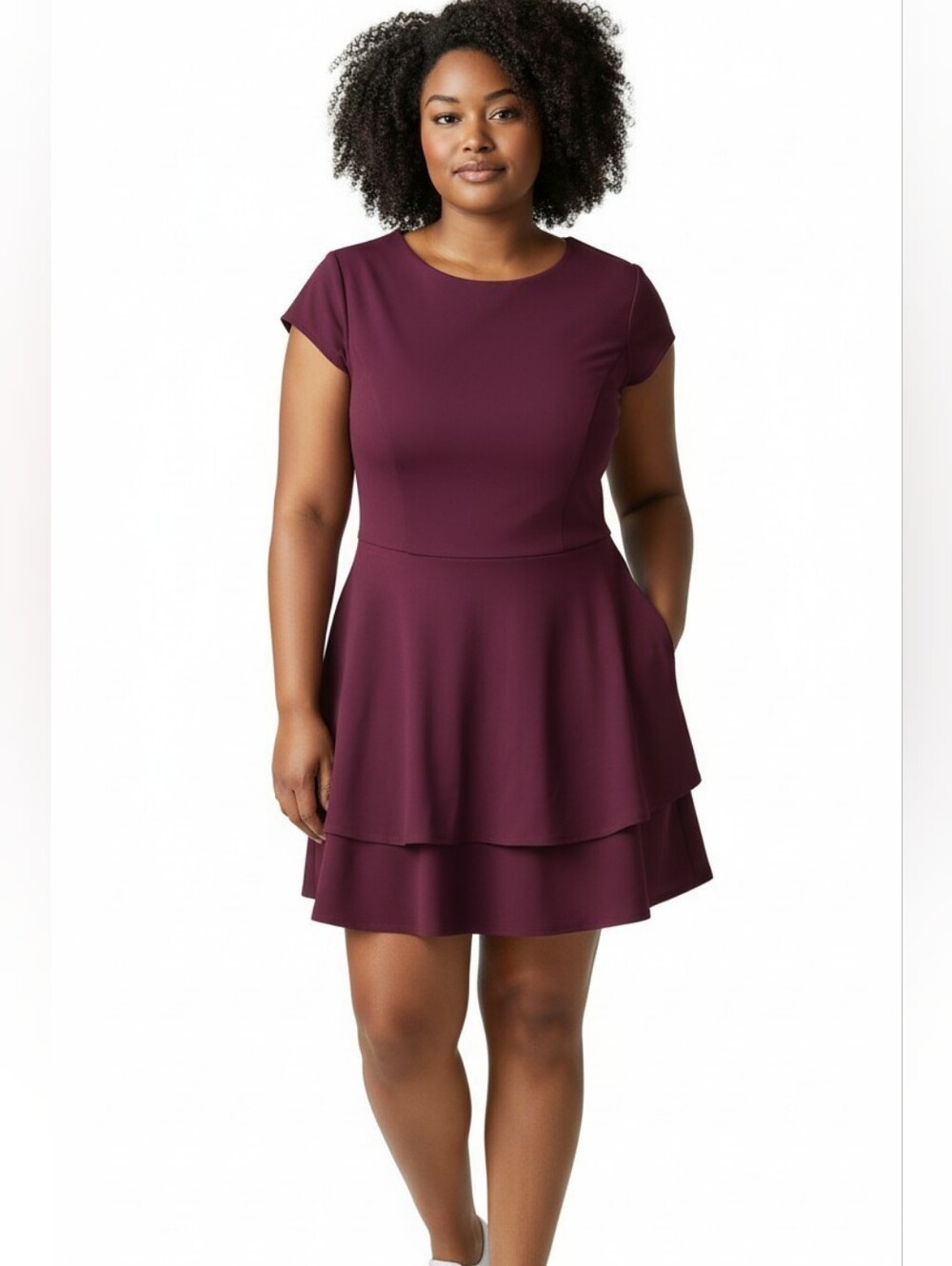 B Darlin Short Sleeve Layered Skater Dress